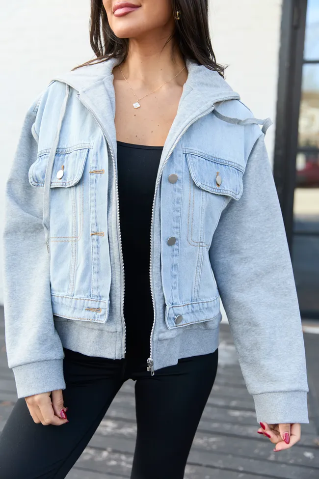 Jazzy Denim French Terry Hooded Jacket sold by Pink Lily product image thumbnail 5