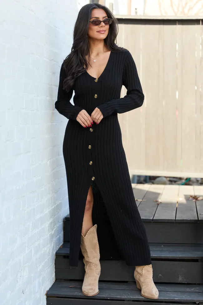 Alannah Black Button Front Sweater Dress FINAL SALE sold by Pink Lily product image thumbnail 3