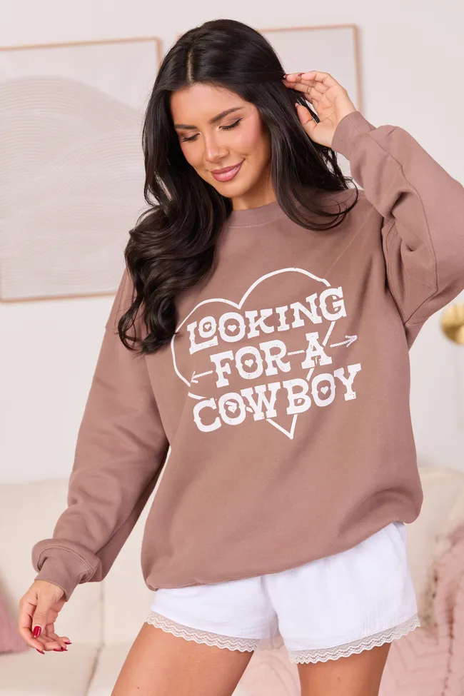 Looking For A Cowboy Mocha Graphic Sweatshirt sold by Pink Lily product image thumbnail 4