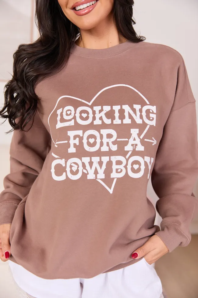 Looking For A Cowboy Mocha Graphic Sweatshirt sold by Pink Lily product image thumbnail 2