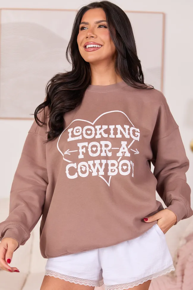 Looking For A Cowboy Mocha Graphic Sweatshirt sold by Pink Lily