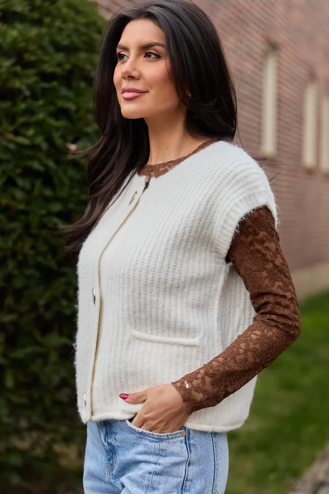 Sutton Ivory Cardigan Vest FINAL SALE sold by Pink Lily product image thumbnail 4