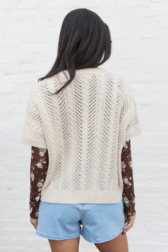 Sophia Short Sleeve Cable Knit Cardigan sold by Pink Lily product image thumbnail 5