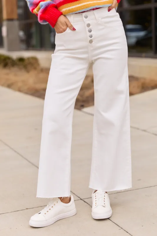 Malia White High Rise Wide Leg Jeans sold by Pink Lily
