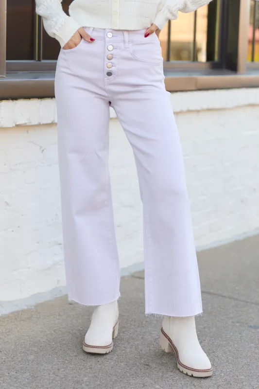 Malia Lilac Purple High Rise Wide Leg Jeans sold by Pink Lily