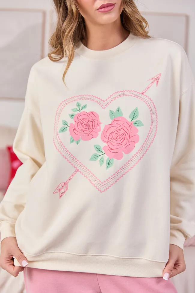 Heart Arrow Cream Graphic Sweatshirt SALE sold by Pink Lily product image thumbnail 2