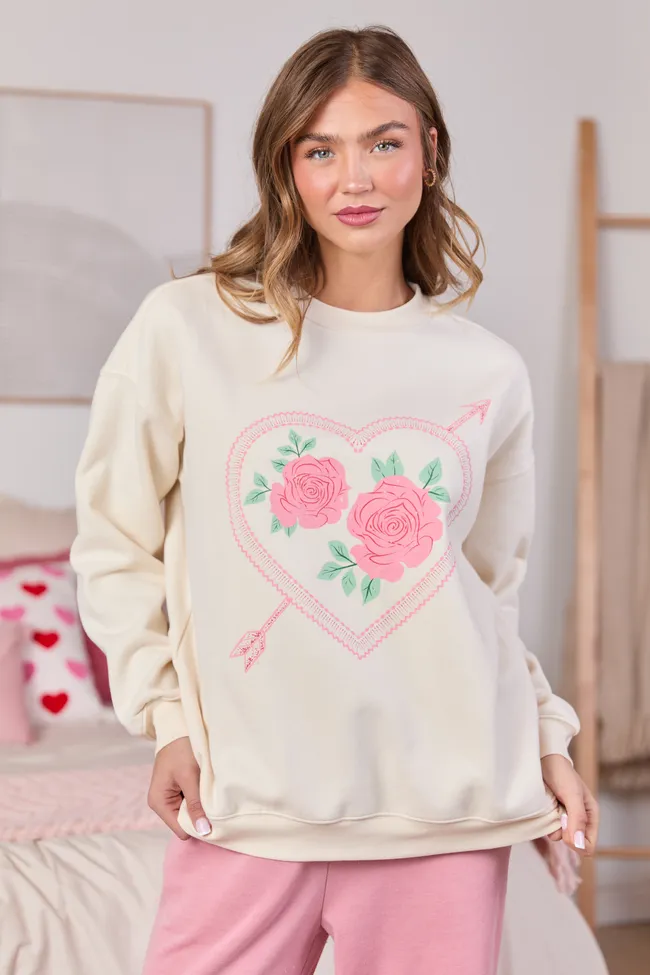 Heart Arrow Cream Graphic Sweatshirt SALE sold by Pink Lily product image thumbnail 3