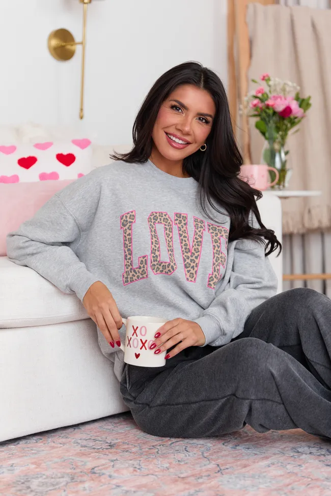 Love Block Leopard Light Grey Graphic Sweatshirt SALE sold by Pink Lily product image thumbnail 5