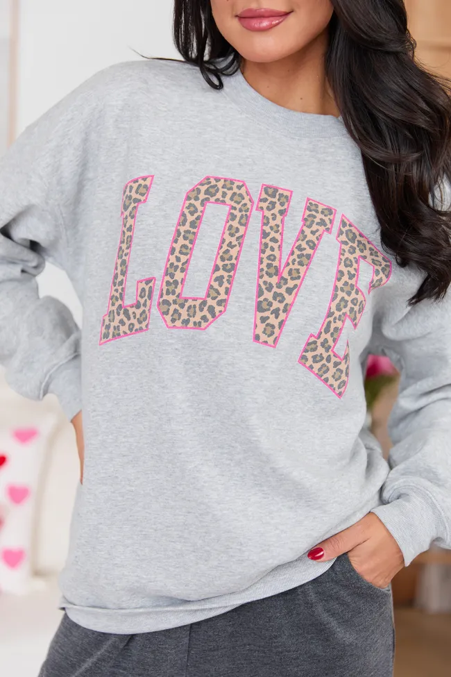 Love Block Leopard Light Grey Graphic Sweatshirt SALE sold by Pink Lily product image thumbnail 2