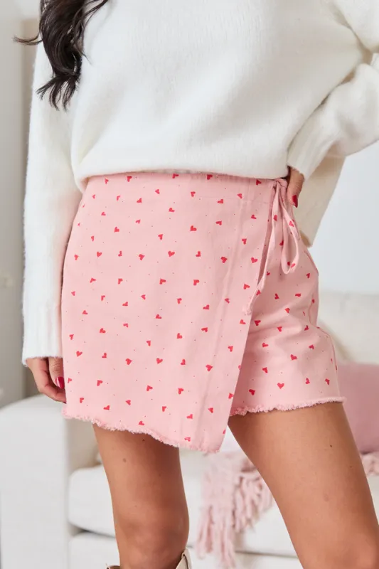 Tanya Pink Heart Wrap Skort FINAL SALE sold by Pink Lily