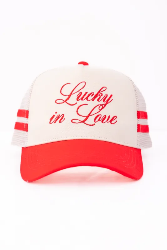 Lucky In Love Trucker Hat sold by Pink Lily