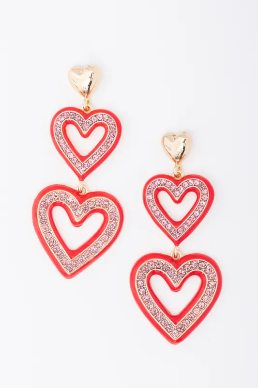 Fatima Red Triple Heart Earrings FINAL SALE made by Pink Lily