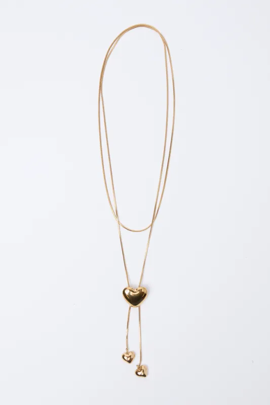 Azariah Gold Heart Lariat Necklace sold by Pink Lily