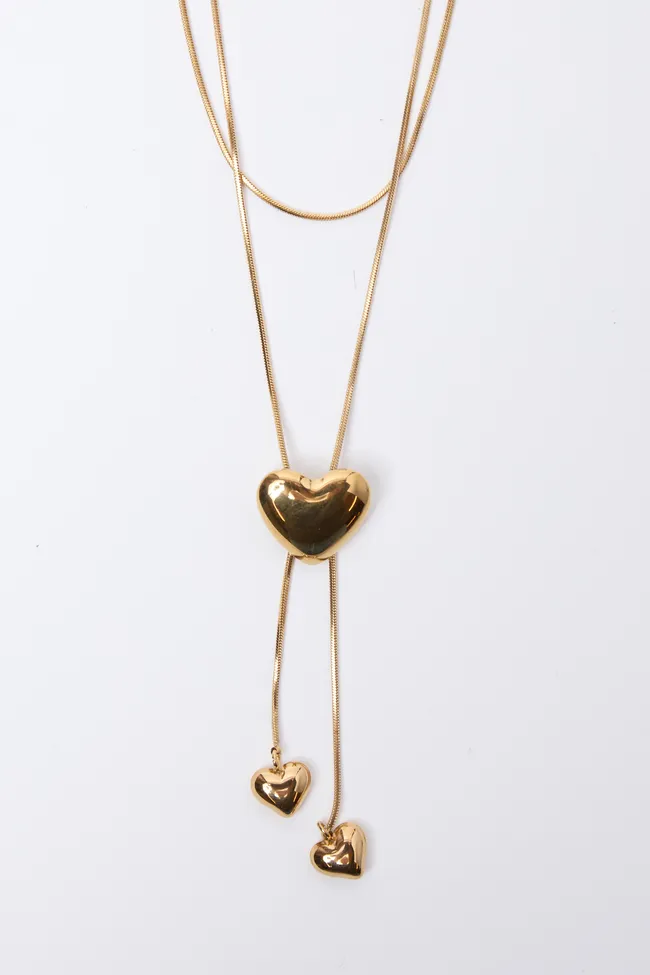 Azariah Gold Heart Lariat Necklace sold by Pink Lily product image thumbnail 2