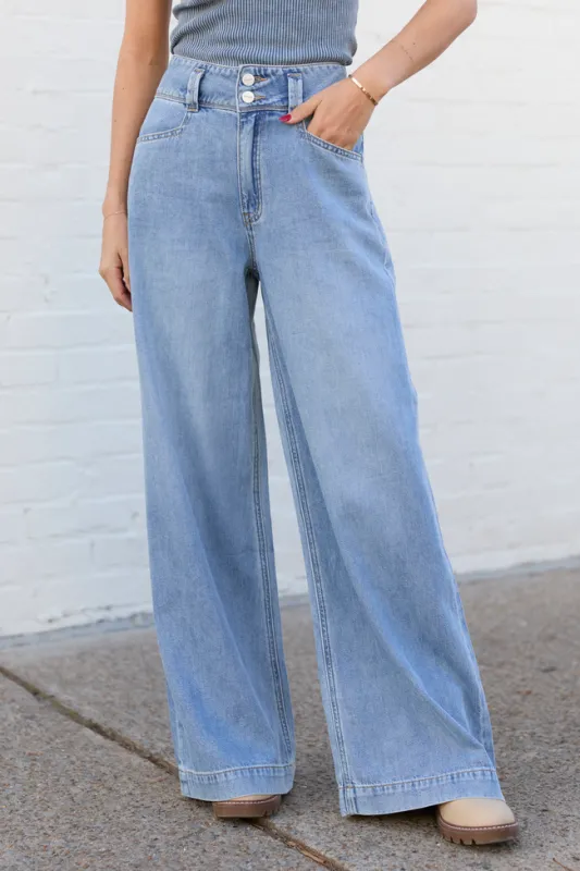 Desiree High Rise Wide Leg Jeans sold by Pink Lily