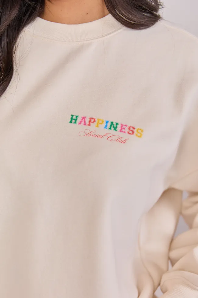 Happiness Social Club Cream Graphic Sweatshirt sold by Pink Lily product image thumbnail 2