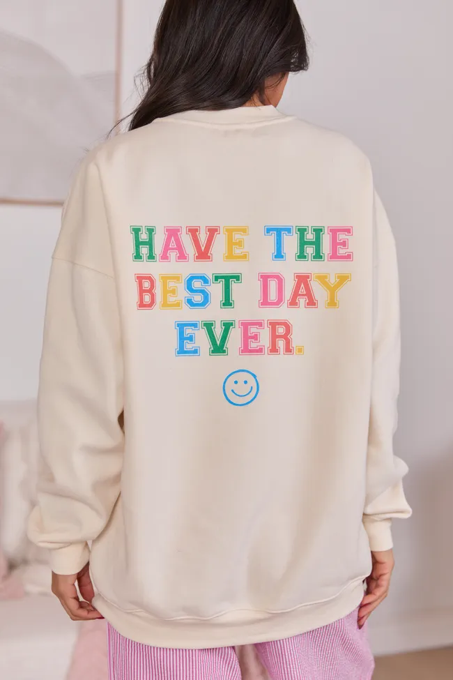 Happiness Social Club Cream Graphic Sweatshirt sold by Pink Lily product image thumbnail 5