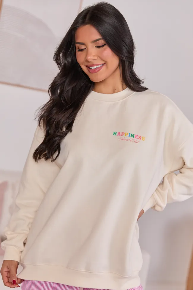 Happiness Social Club Cream Graphic Sweatshirt sold by Pink Lily product image thumbnail 3