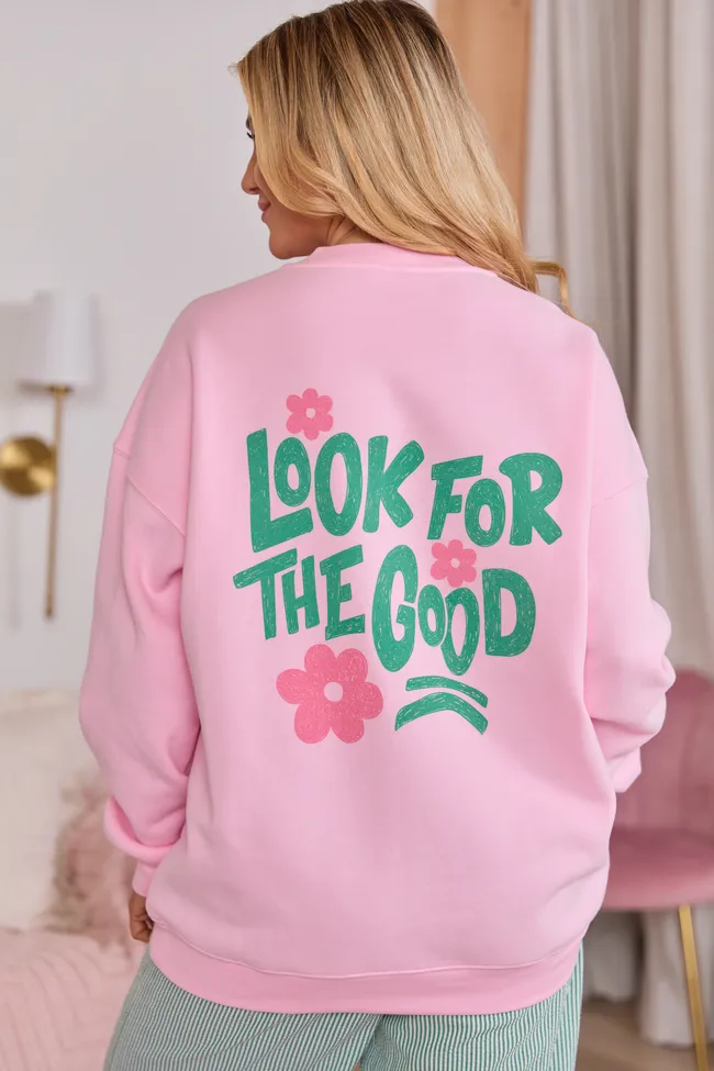 Look For The Good Light Pink Graphic Sweatshirt sold by Pink Lily product image thumbnail 5