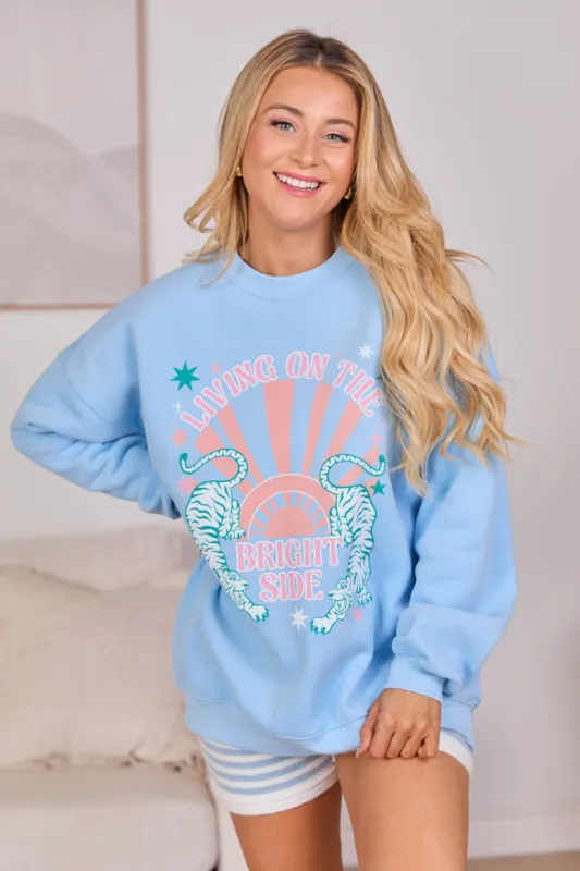 Living On The Bright Side Light Blue Graphic Sweatshirt SALE sold by Pink Lily