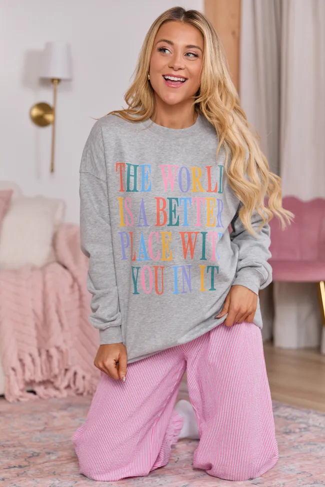 Better With You Light Grey Graphic Sweatshirt SALE sold by Pink Lily product image thumbnail 4