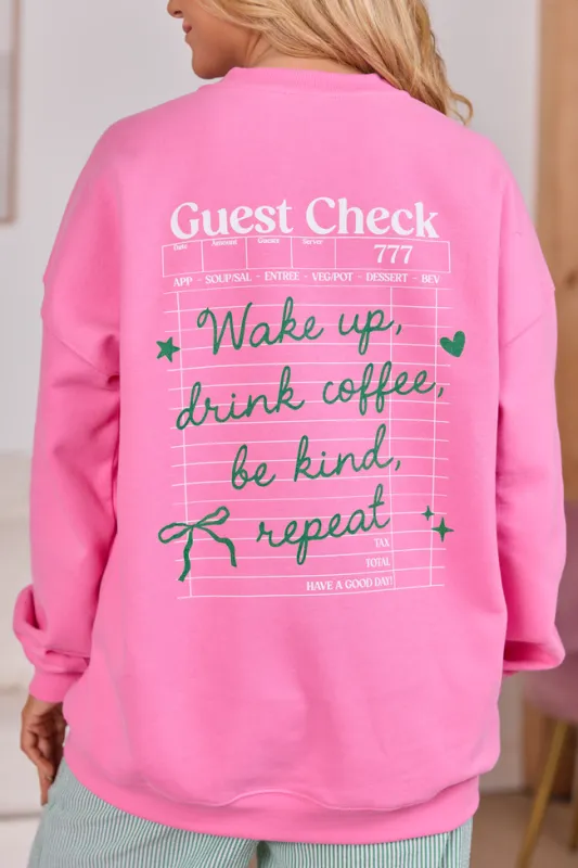 Bow Guest Check Pink Graphic Sweatshirt SALE sold by Pink Lily