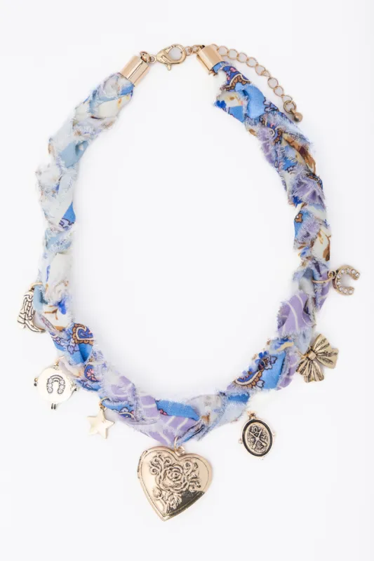 Jana Blue Braided Charm Necklace sold by Pink Lily