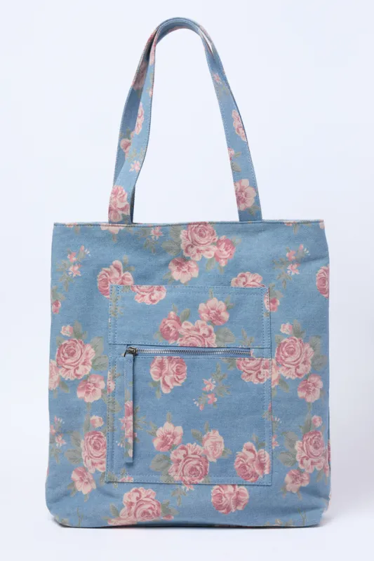 Kian Denim Rose Tote sold by Pink Lily