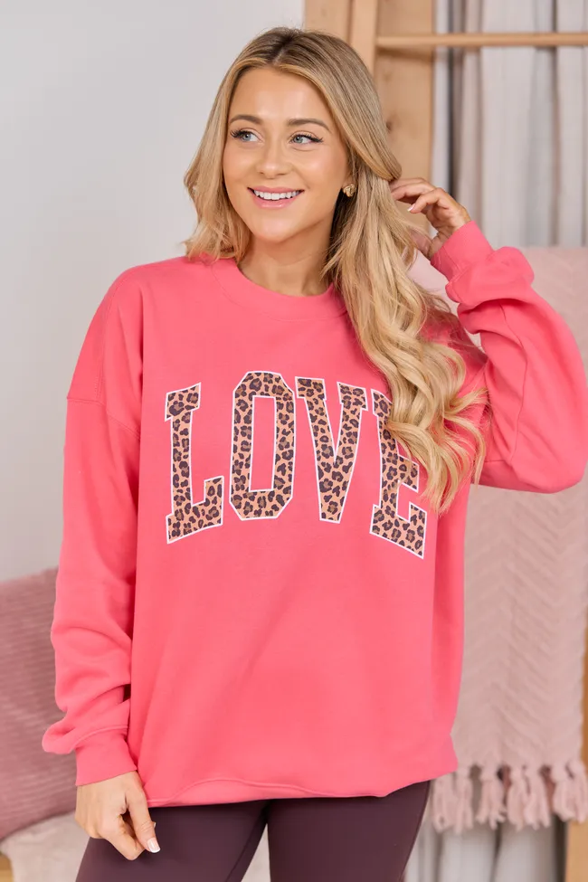 Love Block Leopard Light Red Graphic Sweatshirt SALE sold by Pink Lily product image thumbnail 4