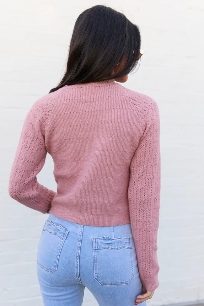 Pheobe Mauve Pointelle Cardigan Top sold by Pink Lily product image thumbnail 4