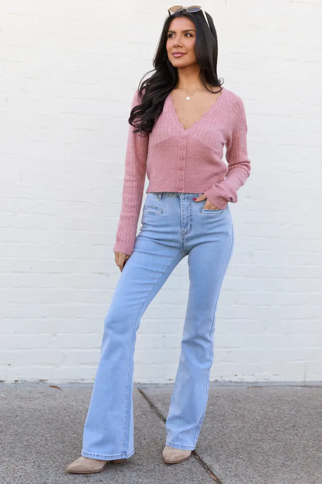 Pheobe Mauve Pointelle Cardigan Top sold by Pink Lily product image thumbnail 2