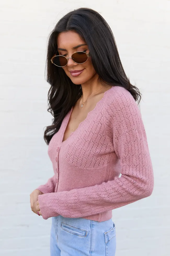 Pheobe Mauve Pointelle Cardigan Top sold by Pink Lily product image thumbnail 3