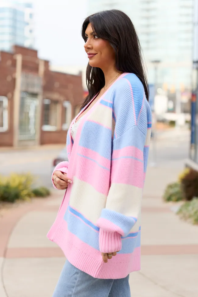 Sidney Pink And Blue Stripe Cardigan FINAL SALE sold by Pink Lily product image thumbnail 3