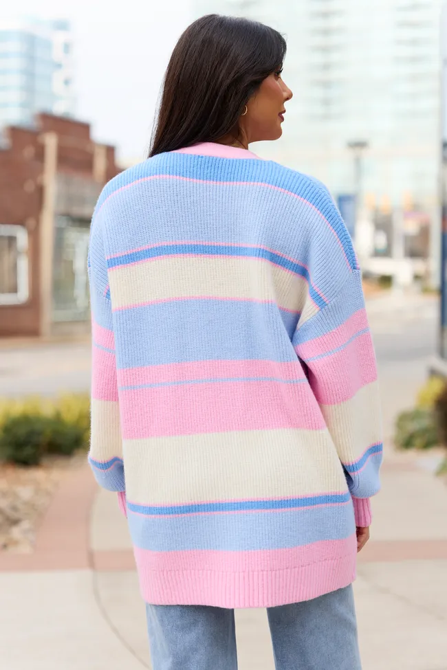 Sidney Pink And Blue Stripe Cardigan FINAL SALE sold by Pink Lily product image thumbnail 4