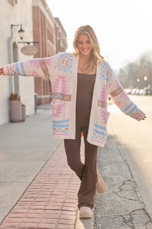 Cheyene Pastel Southwestern Print Cardigan FINAL SALE made by Pink Lily