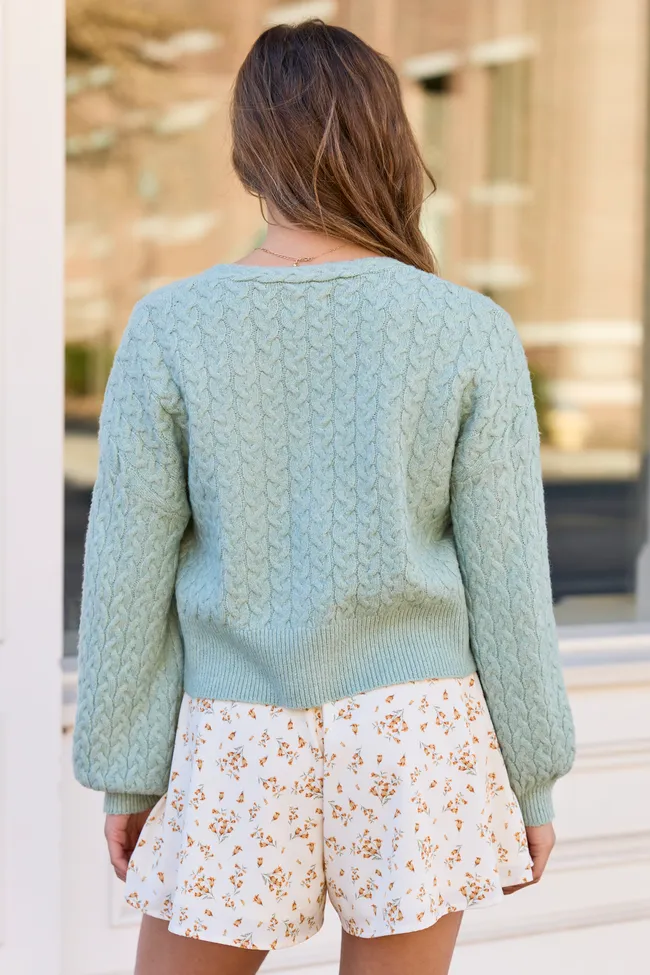 Heather Sage Green V-Neck Cardigan sold by Pink Lily product image thumbnail 4