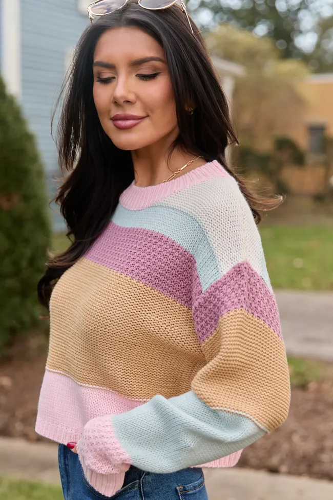 Greta Colorblock Multi Knit Crewneck Sweater FINAL SALE sold by Pink Lily product image thumbnail 4