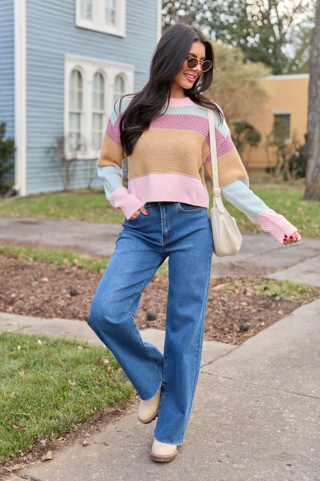Greta Colorblock Multi Knit Crewneck Sweater FINAL SALE sold by Pink Lily product image thumbnail 2