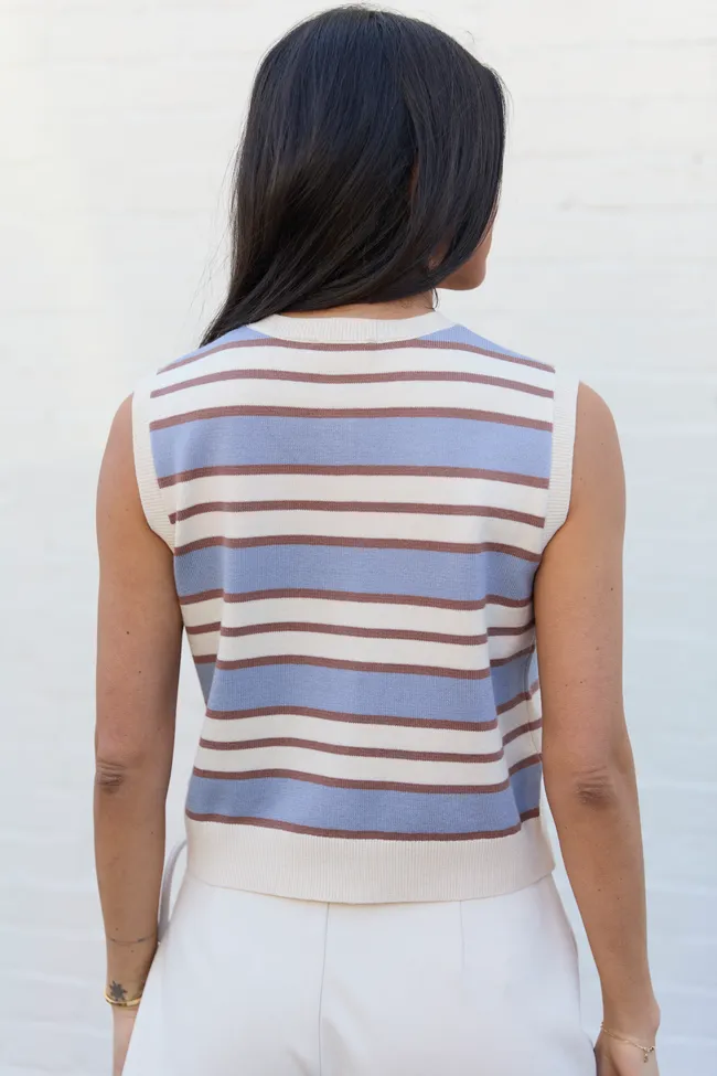 Addison Blue And Ivory Striped Cardigan Tank sold by Pink Lily product image thumbnail 4