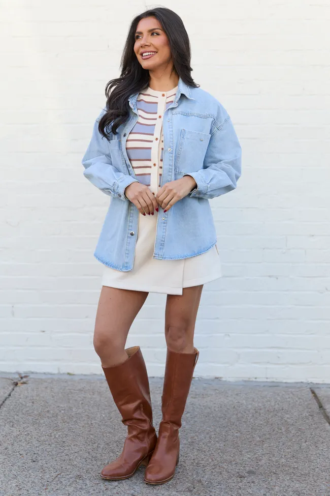 Addison Blue And Ivory Striped Cardigan Tank sold by Pink Lily product image thumbnail 2