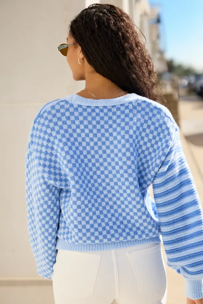 Samara Checkered And Stripes Blue Cardigan SALE sold by Pink Lily product image thumbnail 5
