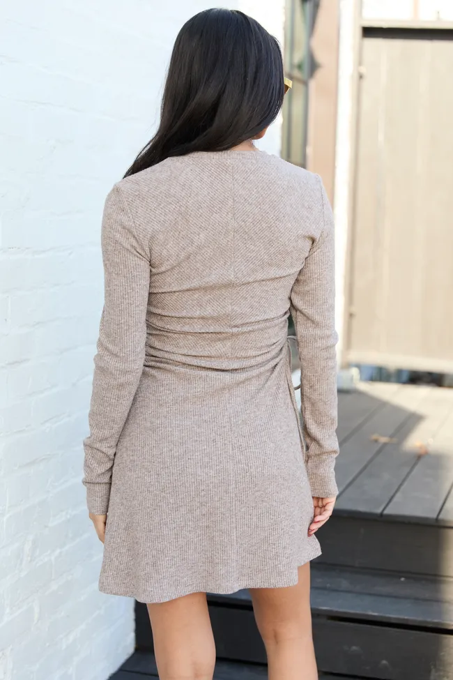 Kim Taupe Side Ruched Mini Dress FINAL SALE sold by Pink Lily product image thumbnail 4