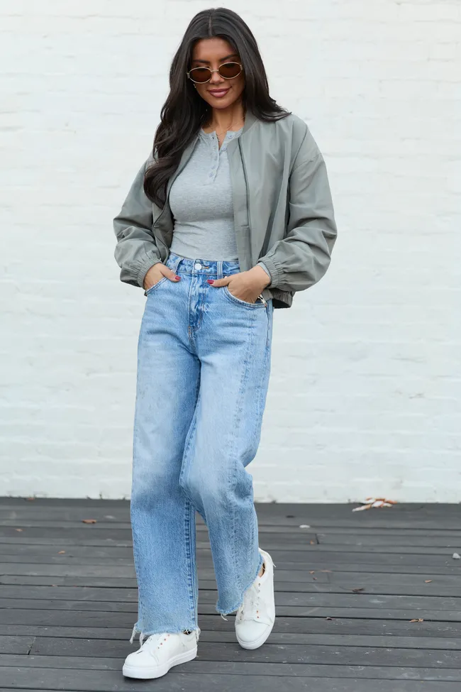 Beau Deep Sage Green Nylon Jacket sold by Pink Lily product image thumbnail 2