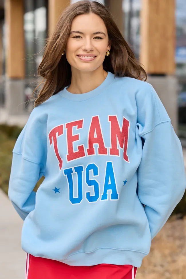 Team USA Light Blue Graphic Sweatshirt SALE sold by Pink Lily