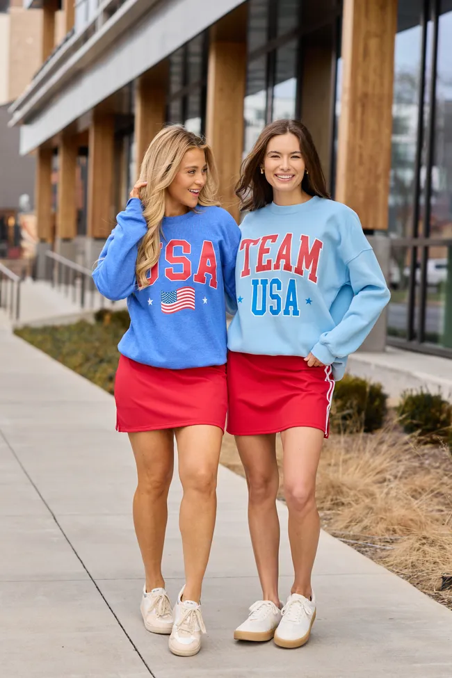 USA Flag Heather Blue Graphic Sweatshirt SALE sold by Pink Lily product image thumbnail 3