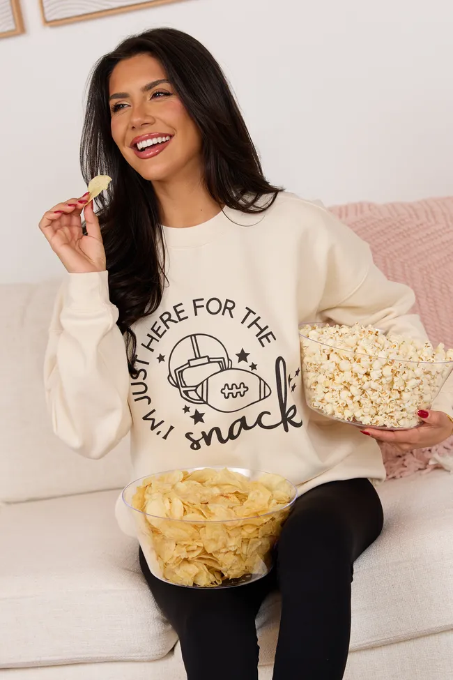 Here For The Snacks Cream Graphic Sweatshirt SALE sold by Pink Lily