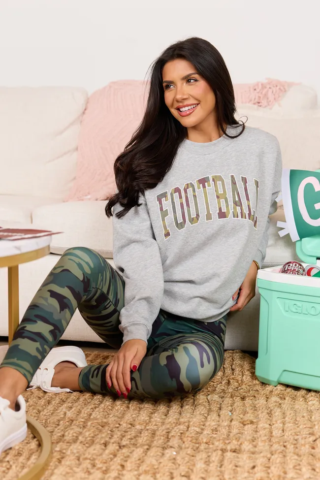 Football Camo Light Grey Graphic Sweatshirt SALE sold by Pink Lily product image thumbnail 4