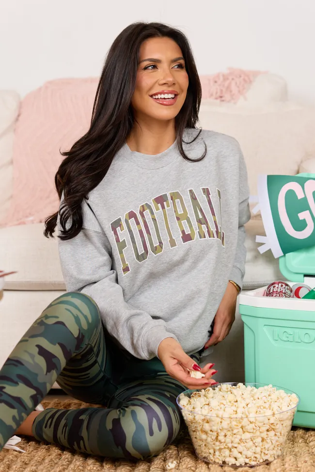 Football Camo Light Grey Graphic Sweatshirt SALE sold by Pink Lily