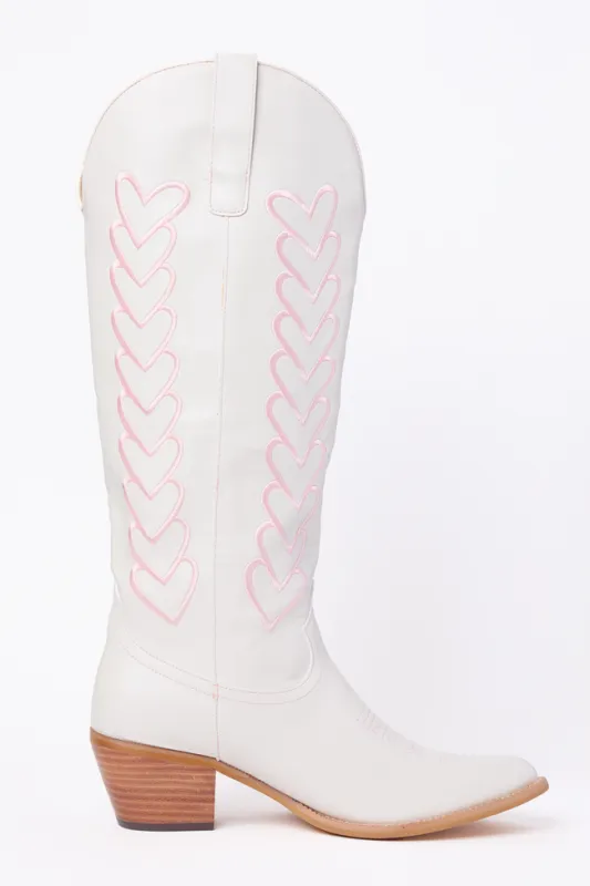 Mila Ivory Heart Cowboy Boots made by Pink Lily