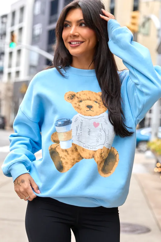 Vintage Teddy Bear Heart Sweater Light Blue Graphic Sweatshirt SALE sold by Pink Lily